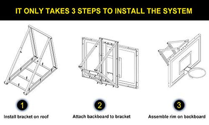 Garage Roof Mounted Basketball Hoop System , 48 / 60 Inch Clear Backboard , Durable Steel Bracket and Heavy Duty Breakaway Rim Combo Fit Most Slanting Roofs - size: 60 inch backboard