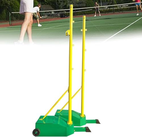 ELEFOCUS Volleyball/Badminton Poles with Net for Adult Youth, Volleyball/Badminton Stand with Stable Base, Indoor Outdoor Use(Size:withnet,Color:Green) - color: Green, size: withnet