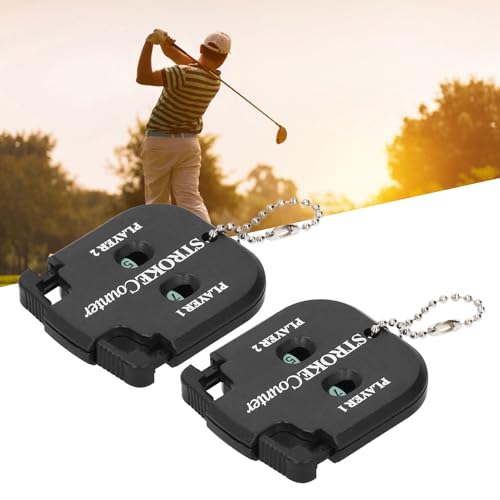 2pcs Portable Golf Score Counter Mini Stroke Shot Counter with Key Chain for Score Tracking ABS Compact