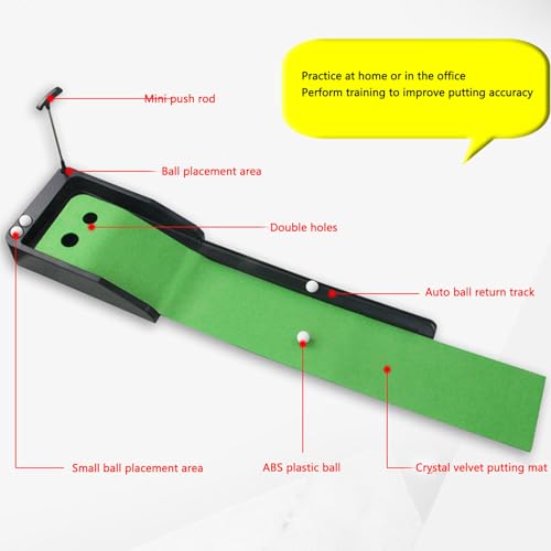 Tbest Ball Return Putting Mat Automatic Ball Return Putting Green Mini Trainer with Thick Rubber Non Slip Bottom for Indoor Home Office Practice