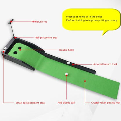 Tbest Ball Return Putting Mat Automatic Ball Return Putting Green Mini Trainer with Thick Rubber Non Slip Bottom for Indoor Home Office Practice