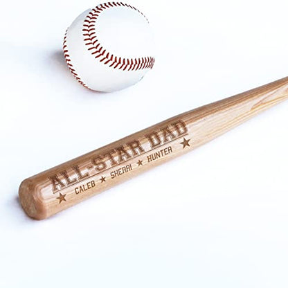 Personalized Mini Bat 18″, Custom Mini Baseball Bat, Personalized Coach Gift, Team Gift, Tee Ball, Baseball Team Coach Gift, Little League Gift, Softball Team Coach Gift - style: All Star Dad