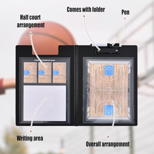 Basketball Clipboard Multi-Court White Board for Coaches, Magnetic Dry Erase Coaching Whiteboard with Upgraded Equipment - Magnets, 2 Marker Pens, Eraser, Training Essentials Coaches Gifts