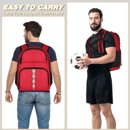 Goloni 2 Ball Bowling Backpack,Bowling Ball Bag with Shoe Compartment & Portective Foam Padded, Fits Shoes Up to US Size 16 - color: Red