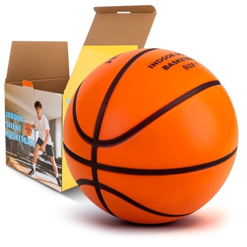 Silent Basketball Size 7 (29.5"), Indoor Quiet Foam Basketball Airless for Dribbling & Indoor Training, Soft Soundless Basketball for Restore Without Deformation, Real Feel Higher Bounce Quieter - color: Orange