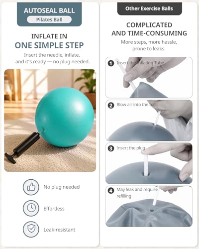 Trideer Pilates Ball - 7-8 inch with Pump, Small Core Ball for Yoga, Barre, Physical Therapy
