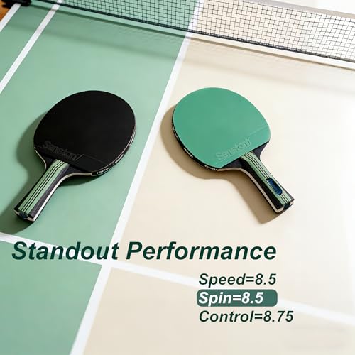Senston 5-Ply Ping Pong Paddles Set – Premium Wood Table Tennis Set of 4 with 6 Balls & Portable Carry Case – High-Control 2mm Sponge & Ergonomic Non-Slip Grip for Beginners & Family Play