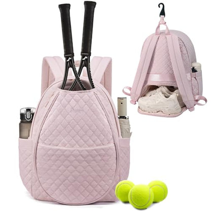 Tennis Bags for Women, Quilted Tennis Racket Bag Backpack for Tennis Racquet, Pickleball Paddles, Badminton