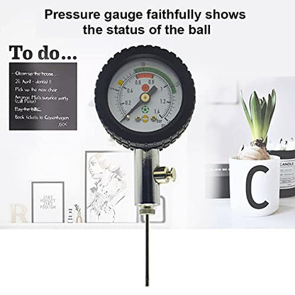 Soccerball Air Pump, Portable Football Basketball Volleyball Pointer Pressure Gauge, Mini Utility Air Pressure Gauge Barometer Tool