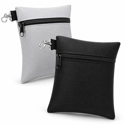 Golf Tee Pouch | Pack of 2 Golf Tee Bag | 5.24 X 6.42 Inch Zipper Golf Accessory Bag with Clip | Golf Bag Accessories for Men Women Golf Gift