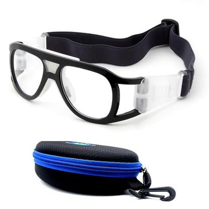 BLUE CUT Safety Outdoor Sports Goggles Unisex Anti Fog Ideal For Basketball Racquetball - color: Shiny Black