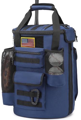 Baseball Bucket Bag 6 Gallon Tactical Baseball Coaches Bag Softball Bucket Cover Organizer with Padded Seat for Balls, Bat, Gloves, Scoreboards - color: Blue