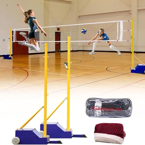 5ft-6.8ft Height Heavy-Duty Volleyball/Badminton Net Frame With Poles, Volleyball Pole Nets Package, Portable Badminton Poles, Outdoor Sport Training Equipment, For School Indoor Gymnasium