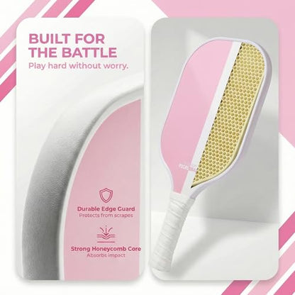 – Carbon Fiber Pickleball Paddles – USAPA Approved, Honeycomb Core, Cushioned Grip, Lightweight Design – Single Paddles & Paddle Sets - color: Pink/White - Single Paddle
