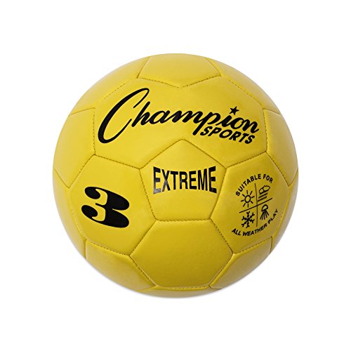 Champion Sports Extreme Series Soccer Ball – Sizes 3, 4, 5, Soft Touch, All Weather, High Air Retention, Youth & Adult League Balls for Training, Games, Outdoor & Indoor Play, Multiple Colors - color: Yellow, size: Size 3