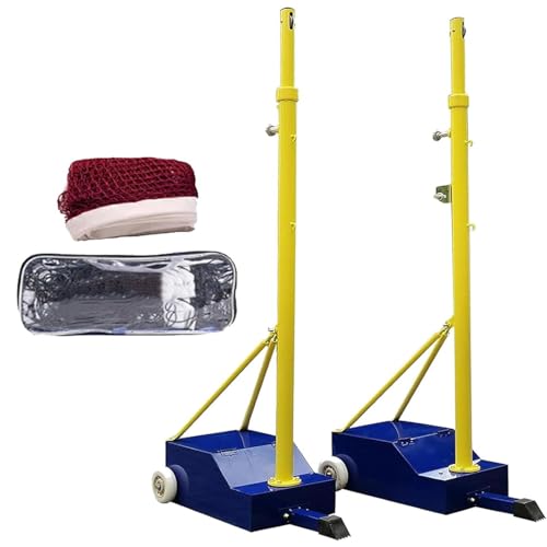 Volleyball Poles,Portable Volleyball Poles for Backyard,Badminton Net Set with Wheels Indoor Volleyballs/Badminton Poles & Nets Adjustable Height,for Adults Youth Kids Stadium