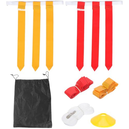 NOLITOY Adjustable Flag Football Belt Set with 10 White Belts and 30 Red Yellow Flags for Youth Outdoor Football Games Training
