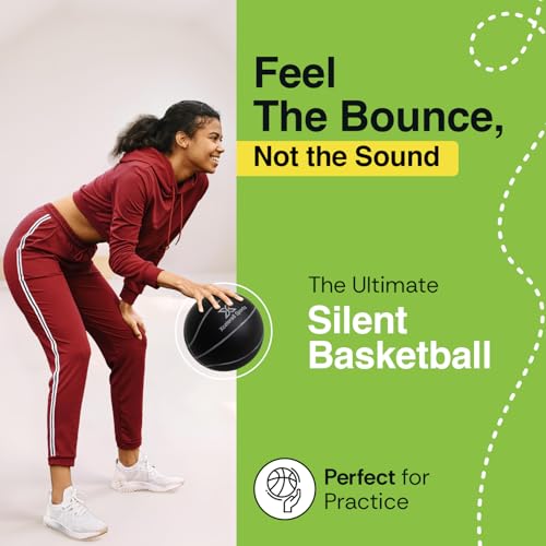Silent Basketball Size 7 (29.5”) | Grooved Airless Indoor Basketball Quiet Dribbling Indoor Training | Dribble Dream Silent Soundless Basket Ball | Upgraded - Better Grip and Bounce