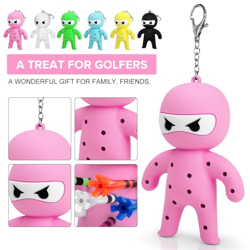 Golf Tee Holder, Ninja Portable Funny Golf Tees Holder Keychain Golf Gift Golf Accessories for Men & Women - color: Pink