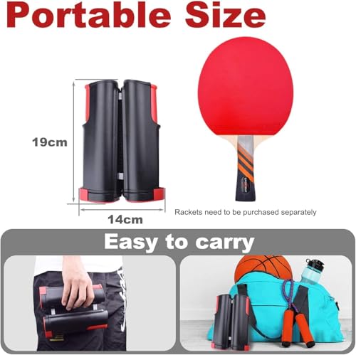 Sportout Retractable Ping Pong Net – 72-Inch Table Tennis Net with Secure Clamps | Portable Design for Universal Table Compatibility - color: Black
