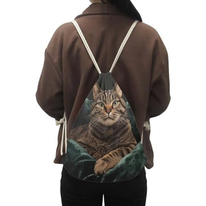 Mumeson Cat Print Drawstring Backpack Kids Girls School Shoulder Sport Sackpack Women’s String Bag for Cat’s Lover - color: Cat