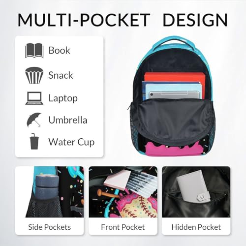 Baseball Backpack for Boys Kids - Kids Backpacks Sports School Bookbag Youth Player Gift 17" Drip Design Schoolbag for Elementary Primary - color: Pink