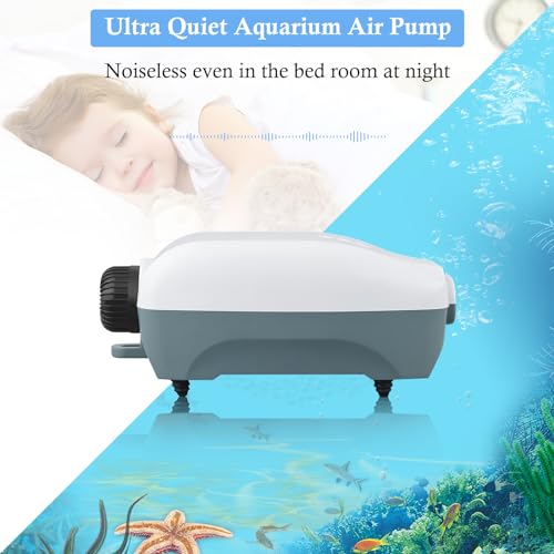 Dual Outlet Aquarium Electric Air Pump, Whisper Adjustable Fish Tank Aerator, Quiet Oxygen Pump with Accessories for 20 to 100 Gallon - style: 3W-80GPH