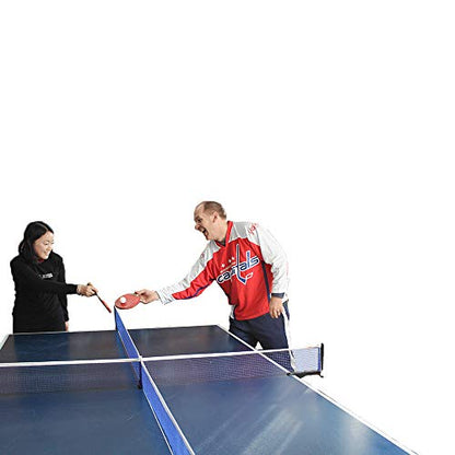 Table Tennis Net and Post Set, 120" Four Way Ping Pong Kit, QuadPong - Family Game, Portable and Easy Set Up, Indoor Outdoor Home Use - Polyester
