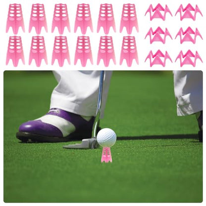 Golf Simulator Tees, Plastic Indoor Golf Mat Tees Practice Turf and Driving Range Winter Golf Tees (18 Pcs) - color: Pink