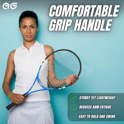 2 Player Lightweight Tennis Racket Training Set - 27-inch Adult Recreational Rackets for Men, Women, and Youth - Two-Color Variety Pack with Enhanced Grip Tape and Carry Bag for Easy Transport
