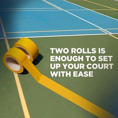 2-Pack Pickleball Court Tape 2in x 108FT – Temporary Court Marking Kit for Outdoor & Indoor Courts, Floor Tape for Pickleball, Tennis, Badminton, Gym, Non-Reflective