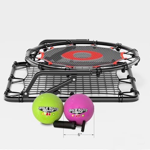 IE Sports Metal Ricochetball Game Set (Includes 2 Balls, Dual-Sided Net and Pump) Adjustable Portable Outdoor, Yard, Beach, Lawn & Camping Game - color: Red