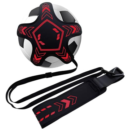 Soccer Training Equipment Football Kick Solo Trainer Adjustable Waist Belt Elastic Rope, Aids Hands Free Throw Sole Practice Fits Ball 3, 4, 5 and Volleyball Rugby (Red) - color: Red