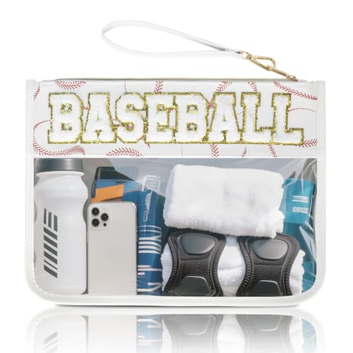 Baseball Gift Bags Baseballs Treat Bags Team Gifts Clear Chenille Letter Zipper Pouch Accessories Stuff Sport Portable