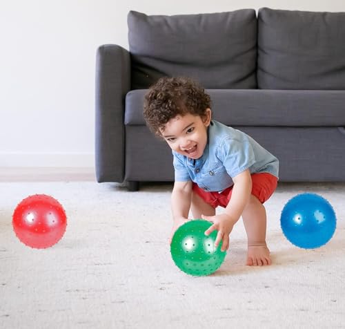 Bedwina Knobby Balls - Bulk 7 Inch Sensory and Spiky Massage Stress Balls for Toddlers, with Pump, Fun & Bouncy for Toddler, Kids Party Favors, Stocking Stuffers - style: 30-Pcs