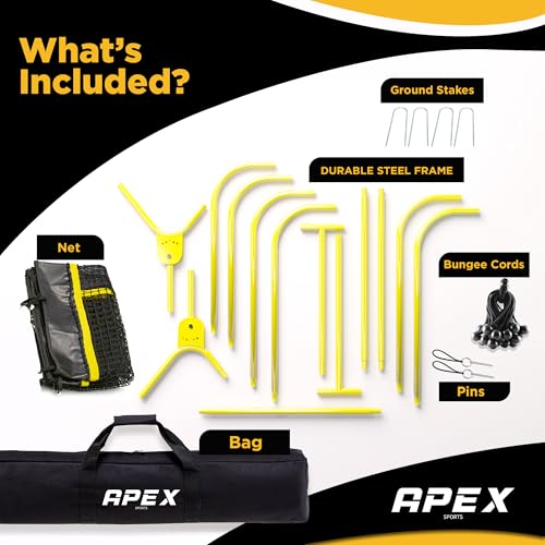 Apex Sports Professional Lacrosse Rebounder Volleyball Rebounder (4x7 Feet) - Adjustable 5 Angles, Soccer and Baseball Rebounder Practice Net with Precision Target Strip, Sturdy Frame