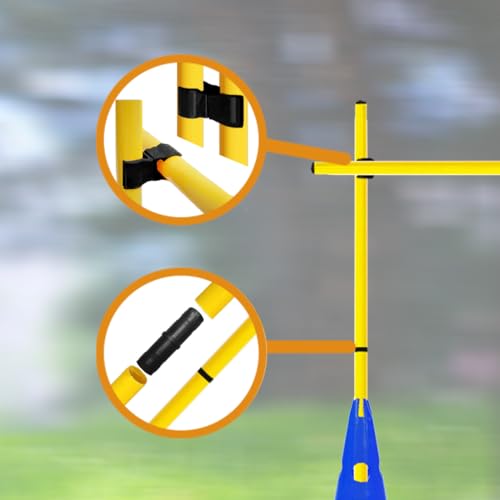 Agility Poles and Hurdles Set Detachable Speed Training Poles Set 8 Training Cones and 12 Agility Poles - color: Blue