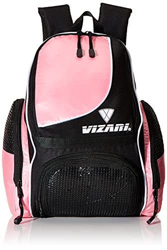 Vizari Solano Soccer Backpack With Ball Compartment and Vented Ball Pocket and Mesh Side Cargo Pockets for Adults and Teens - color: Pink