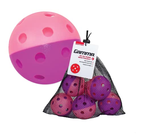 Gamma Two-Tone Outdoor Training Pickleballs, Red/Orange, Yellow/Red, Green/Purple, Practice, High Visibility, Consistent Bounce, Durable, Spin, Tournament Training, 3 Pack, 6 Pack,12 Pack - color: Indoor Purple, size: 6 Pack