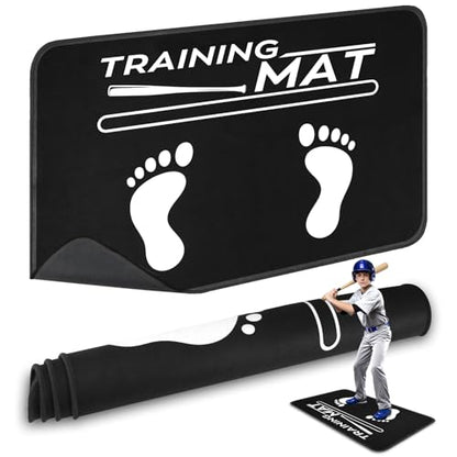 Baseball Hitting Mat, 35.4 X 23.6 Inch Softball and Baseball Batting Mat with Feet Placement, Batter Stance Alignment Guide Equipment for Kids to Swing Training and Improve Posture