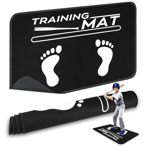 Baseball Hitting Mat, 35.4 X 23.6 Inch Softball and Baseball Batting Mat with Feet Placement, Batter Stance Alignment Guide Equipment for Kids to Swing Training and Improve Posture