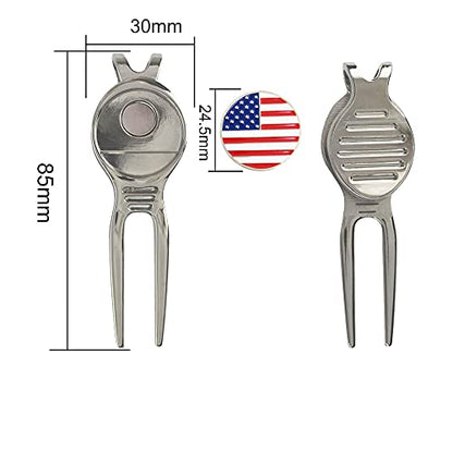 Myartte Golf Metal Divot Repair Tool with 24.5 mm Ball Marker - color: Silver