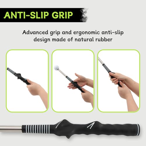 Retractable Golf Swing Trainer with Click Feedback, Right-Hand Grip Tempo Training Aid, Telescopic Golf Tempo Stick for Indoor Practice & Warm-Up, 15-23.6 in Portable Golf Accessory Kit