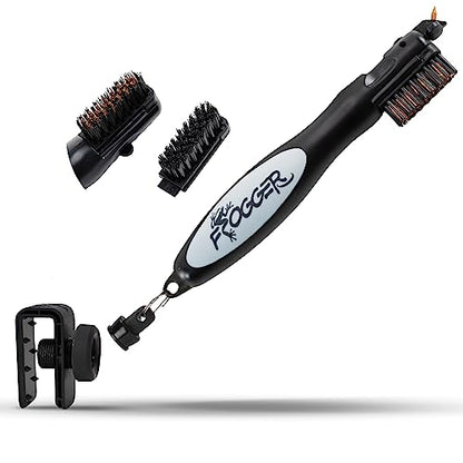 Frogger BrushPro Latch-It Golf Club Cleaner, Ergonomic Grip and Latch-it Magnet - Professional Golf Club Brush and Groove Cleaner for Golfers - color: Gray