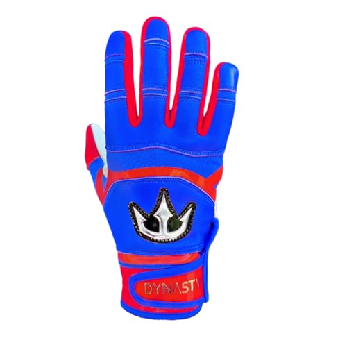Lightning Series Batting Gloves - Premium Goat Skin Leather, Youth & Adult Sizes - color: Royal Blue/Red, size: Youth Small
