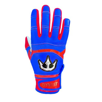 Lightning Series Batting Gloves - Premium Goat Skin Leather, Youth & Adult Sizes - color: Royal Blue/Red, size: Small