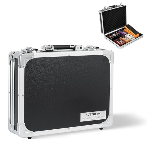 STRICH Guitar Pedal Case MINI+14, 14.96" x 11.02" x 3.94" Aluminum Locking Effect Pedal Case with Mounting Tape, Compatible with Single Pedals & Multi-Effects - size: MINI+ 14"