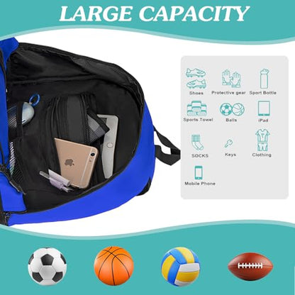 WOLT Soccer Backpack Soccer Bag with Ball Holder & Shoes Compartment, Sport Equipment Bags For Football, Basketball, Volleyball, Gym - color: Blue