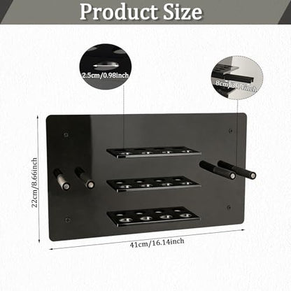 Ping Pong Paddle Holder, Wall Mounted Acrylic Table Tennis Racket & Ball Storage Rack, Holds 6 Paddles and 12 Balls, Space Saving Organizer for Game Room Home Gym, Black