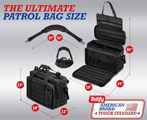 Tidify Patrol Bag Used By Law Enforcement Police Gear and Military Grade - Water Resistant Police Officer Duty Bag - Heavy Duty Car Front Seat Organizer with Multiple Storage Space